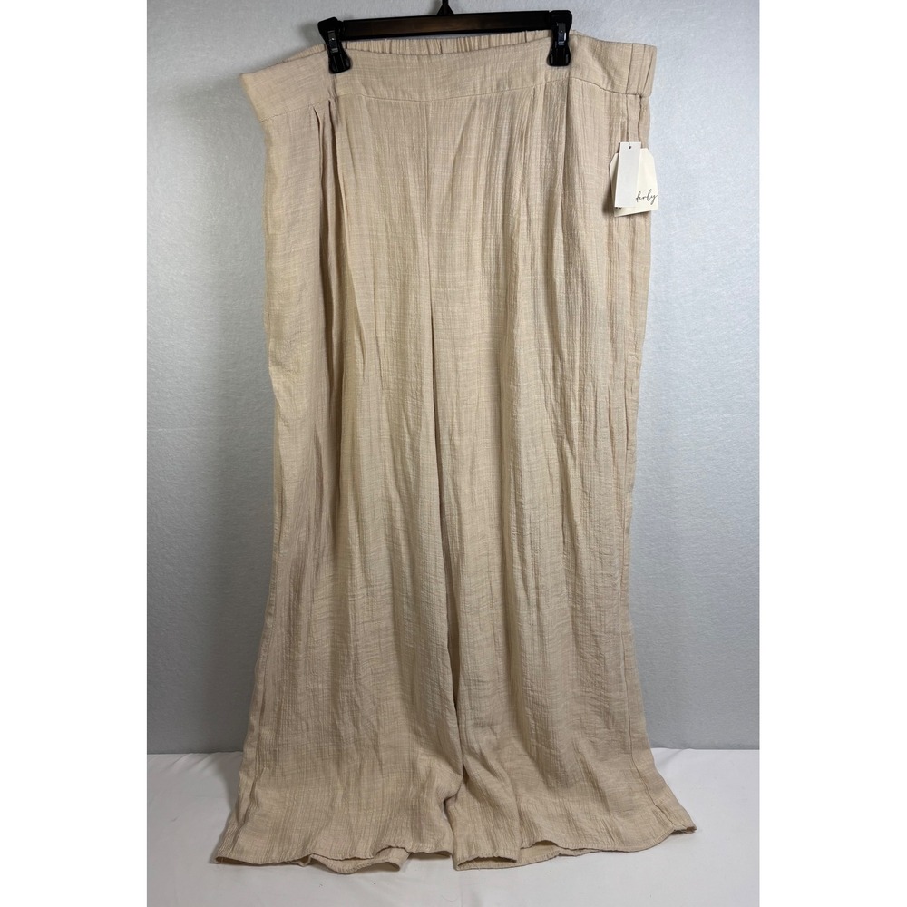 Wonderly Wide Leg Pants Womens 3X Tan Rayon Gauze Boho Coastal Minimalist NWT